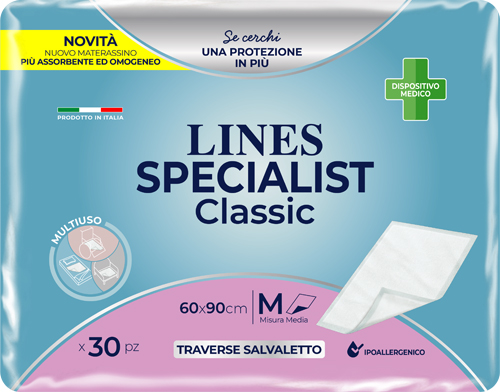 TRAVERSA ASSORBENTE LINES SPECIALIST CLASSIC MISURA 60X90 CM 30 PEZZI –  Farmaciainrete